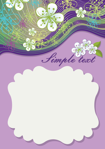 Spring flowers and line background.Vertical design template - Vettoriali, immagini