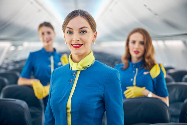 Charming stylish aviation staff of air hostesses - Photo, Image