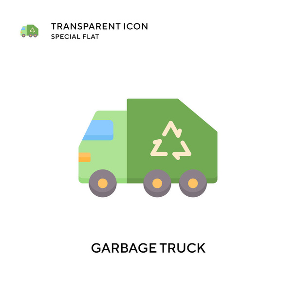 Icona vettore camion della spazzatura. Illustrazione in stile piatto. Vettore EPS 10. - Vettoriali, immagini