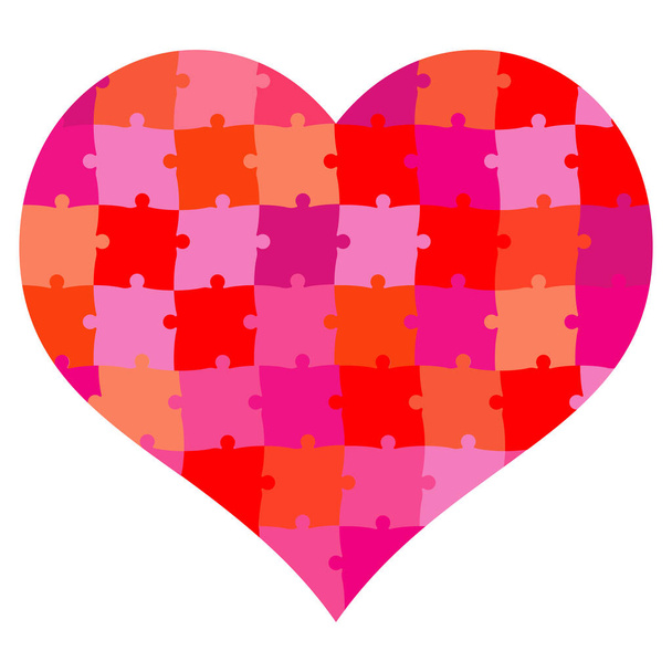 Szív alakú puzzle piros - vektor illusztráció - Fotó, kép