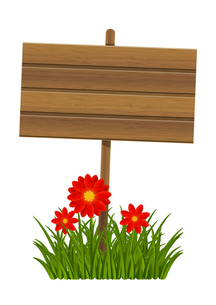 Spring wooden plate with flowers - Вектор, зображення