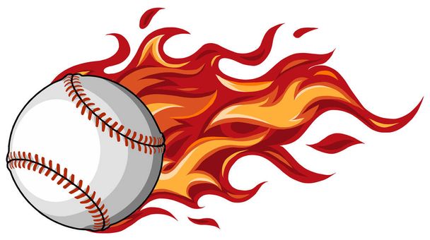 Μπέιζμπολ με φλόγες σε λευκό φόντο διανυσματική απεικόνιση - Διάνυσμα, εικόνα
