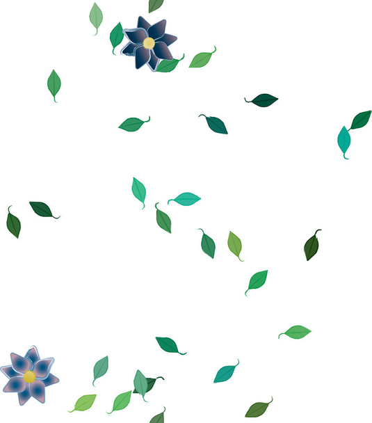 beautiful composition with simple colored flowers and green leaves at background, vector illustration - Vector, imagen