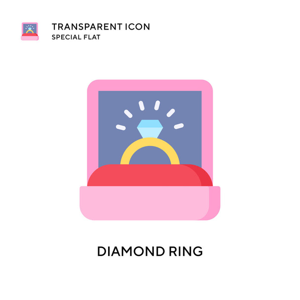 Diamond ring vector icon. Flat style illustration. EPS 10 vector. - Vector, Image