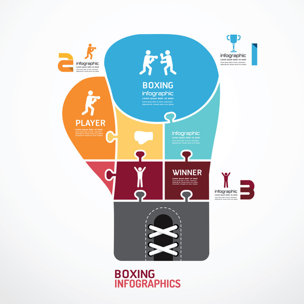 Infographic Template boxing jigsaw banner - Vector, Image