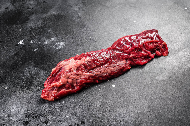 Raw top blade, Denver steak. Black background. Top view - Valokuva, kuva