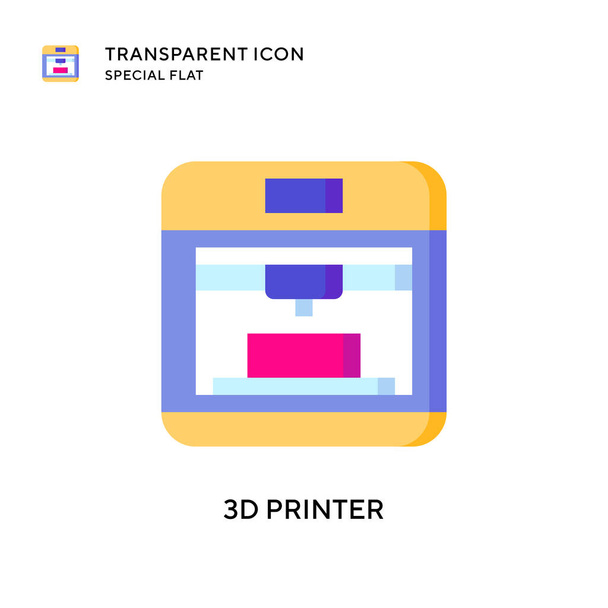 3d printer vector icon. Flat style illustration. EPS 10 vector. - Vector, Image
