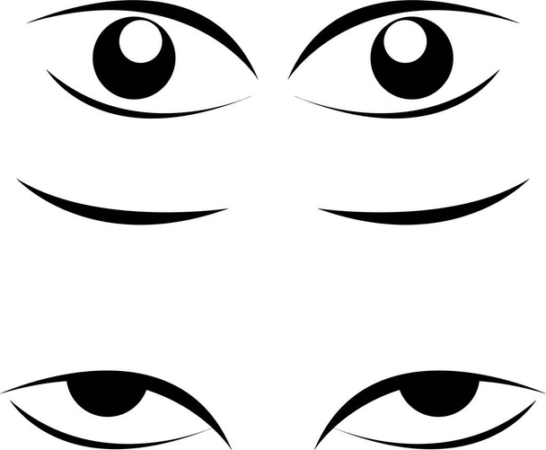 Eye for Cartoon Animation λευκό φόντο. eyes icon Design.Open και κλειστά μάτια εικόνες, κοιμισμένα σχήματα ματιών με βλεφαρίδα, την εποπτεία και την αναζήτηση signs.cute κινούμενα στοιχεία ματιών πρόσωπο - Φωτογραφία, εικόνα