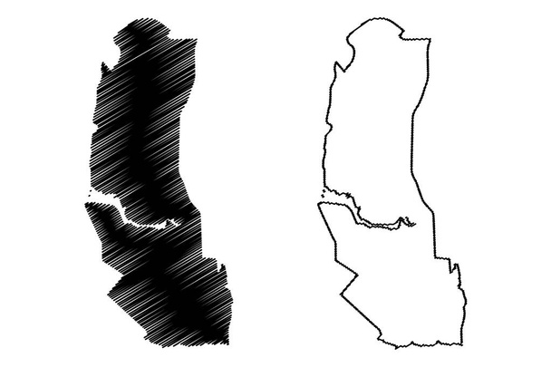 Palmas City (República Federativa do Brasil, Estado do Tocantins) mapa ilustração vetorial, esboço de rabiscos Mapa da cidade de Palmas - Vetor, Imagem