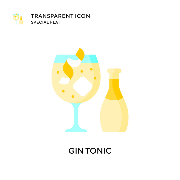 Gin tonic vector icon. Flat style illustration. EPS 10 vector. - Vector, Image