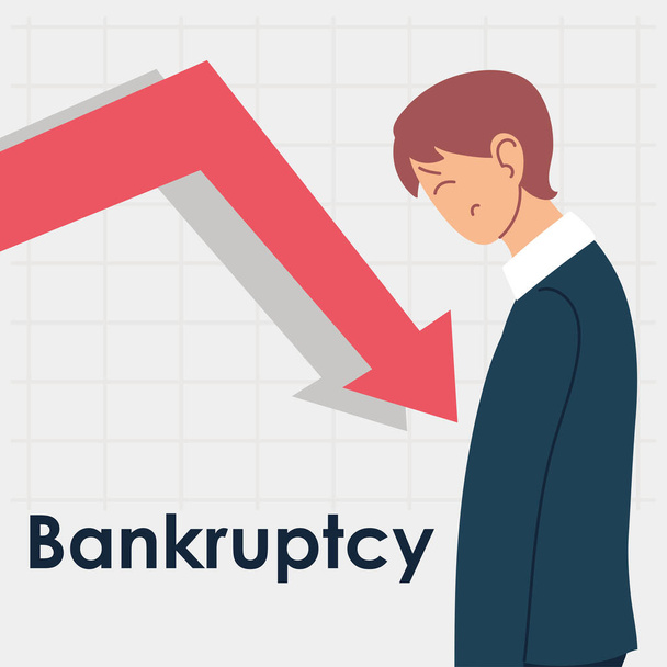 банкрутство, людина в фінансовій кризі
 - Вектор, зображення