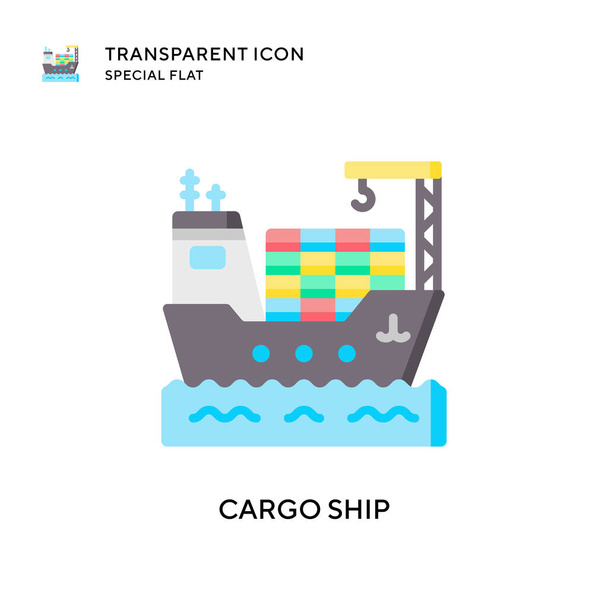 Cargo ship vector icon. Flat style illustration. EPS 10 vector. - Vector, Image
