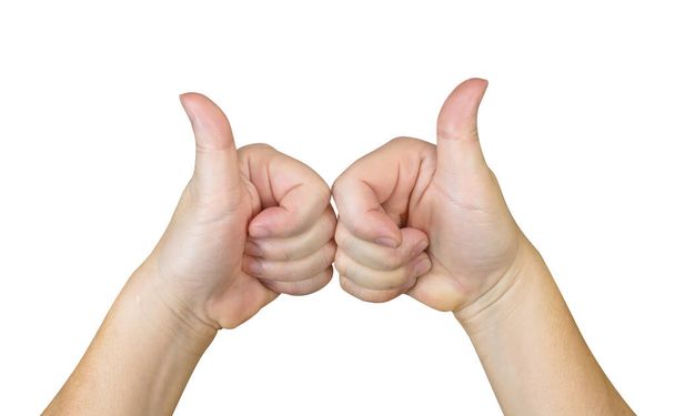 Two hands with thumb up,isolated on white background,clipping path - Photo, Image