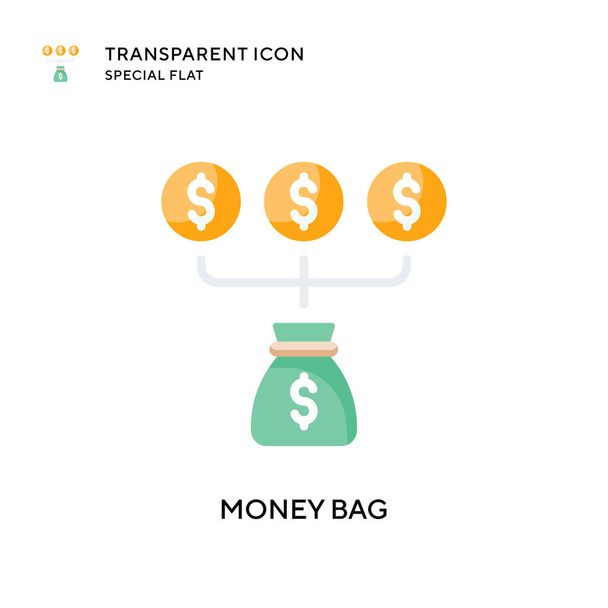Money bag vector icon. Flat style illustration. EPS 10 vector. - Vector, Image