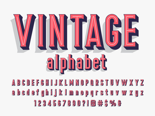 3D vintage stílusú ábécé design - Vektor, kép
