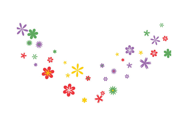 Симпатичная цветочная повязка с простыми маленькими фломастерами для поздравительной открытки или плаката. Наивные ромашки в примитивном стиле.  - Вектор,изображение