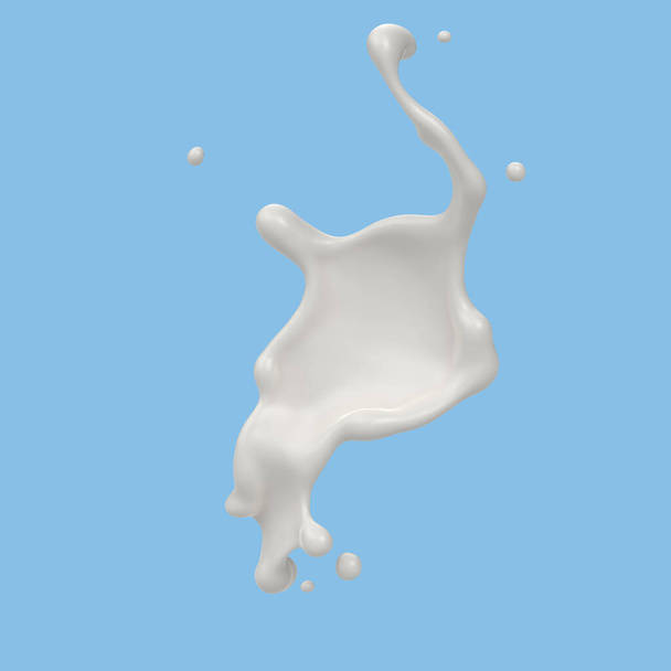 Süt sıçraması izole edilmiş sıvı ya da yoğurt sıçraması, kırpma yolu da dahil. 3d illüstrasyon. - Fotoğraf, Görsel