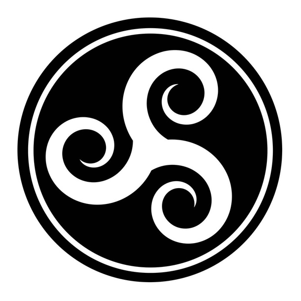 Triskelion symbol ikona w czarnym kole - Zdjęcie, obraz