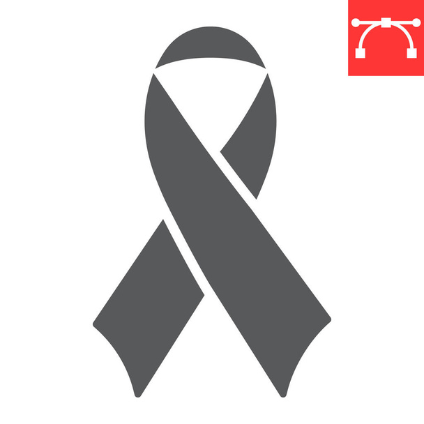 World AIDS day glyph icon, aids and hiv, red ribbon sign vector graphics, editable stroke solid icon, eps 10. - Vettoriali, immagini