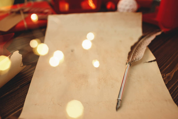 Writing a letter to Santa composiiton in vintage style - Fotoğraf, Görsel
