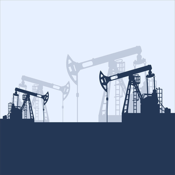 Blaue Silhouette eines Ölkürbisses auf weißem Hintergrund. Ölindustrie. Vektorvorlage für Web, Infografik oder Interface-Design. Öl- und Gasmarkt. Energiewirtschaft und Umweltprobleme - Vektor, Bild