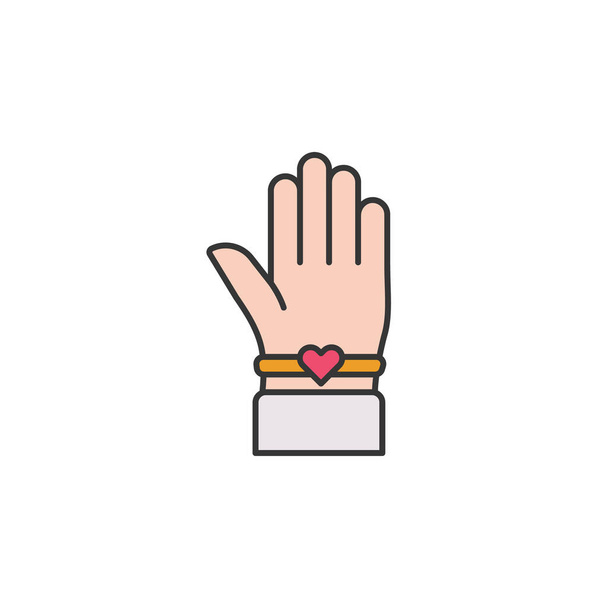 hand best friends bracelet outline icon. Elements of friendship line icon. Signs, symbols and vectors can be used for web, logo, mobile app, UI, UX on white background on white background - Vector, Image