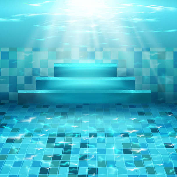 Плавальний басейн з блакитною водою, брижі та основні моменти
. - Вектор, зображення