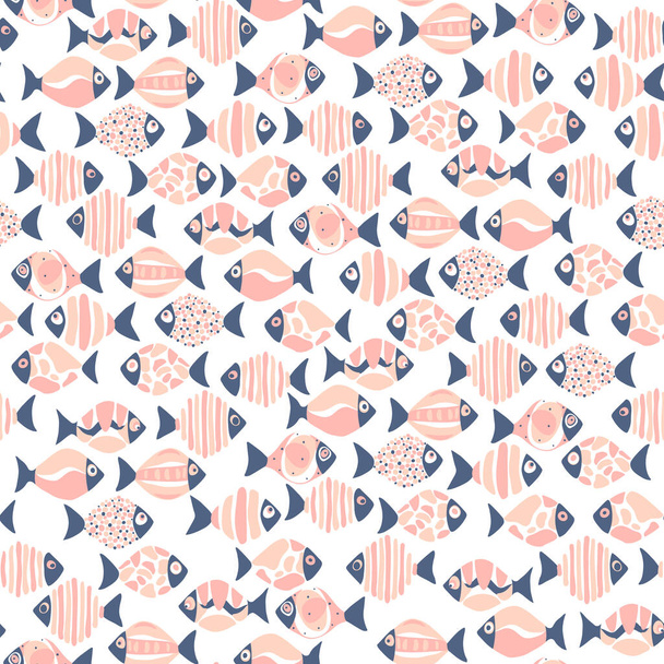 Seamless vector pattern with fish - Vetor, Imagem