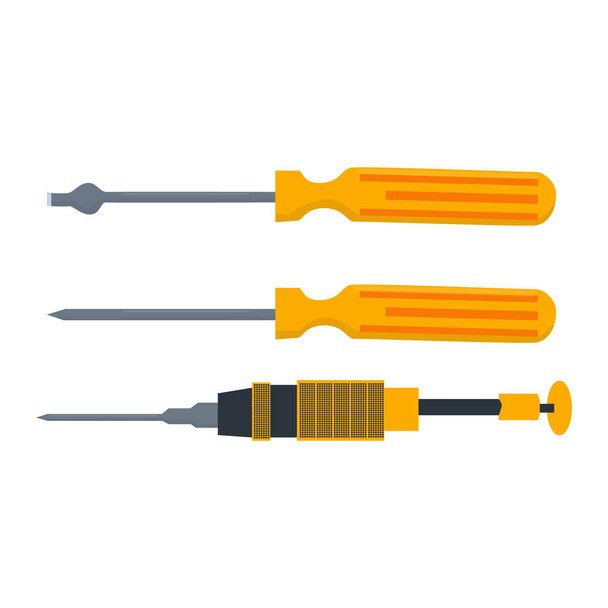 Screwdriver set, vector illustration for repair and home renovation theme. - Vector, Image