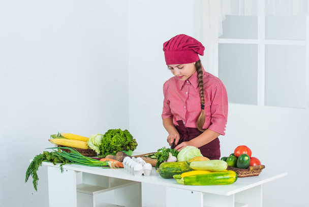 child making dinner from vegetables, vitamin - Zdjęcie, obraz