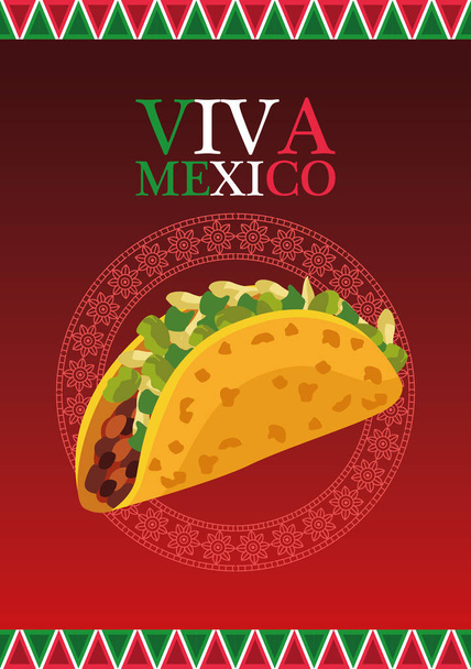 viva mexikói felirat és mexikói élelmiszer plakát taco - Vektor, kép