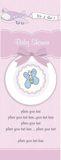 tarjeta de ducha de bebé niña - Vector, imagen