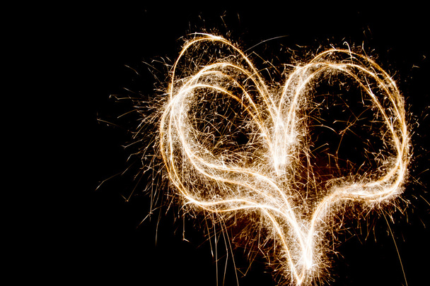 Heart shaped fireworks - Foto, Imagen