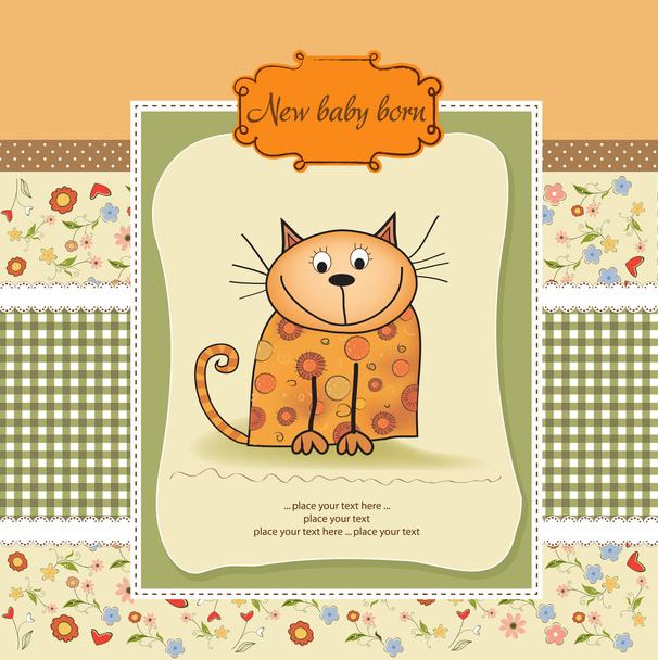 New baby shower card with cat - Vector, Image
