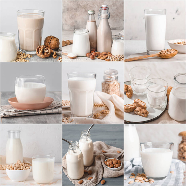 Collage de photos avec différents laits - Photo, image