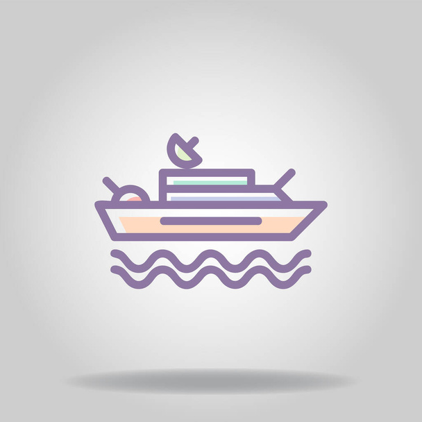 Logotipo ou símbolo do ícone do navio de guerra com cor pastel twotone ou styl liso - Vetor, Imagem