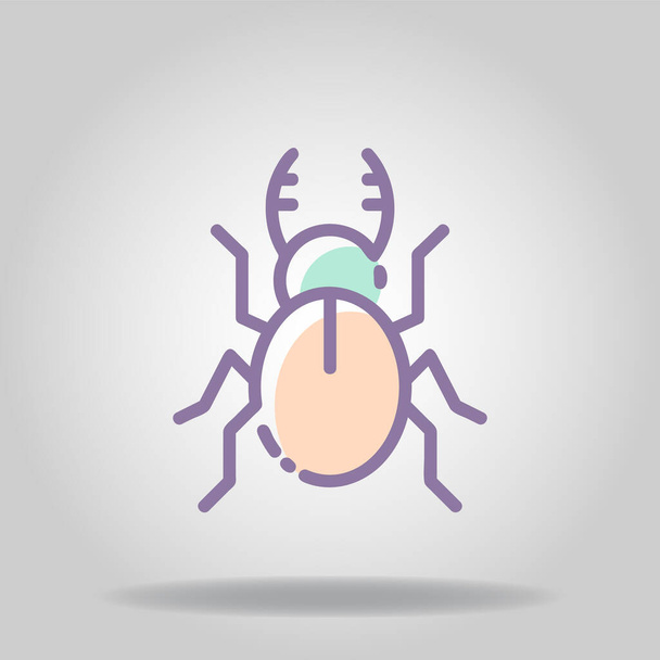Logotipo ou símbolo do ícone do besouro com cor pastel ou estanho liso - Vetor, Imagem