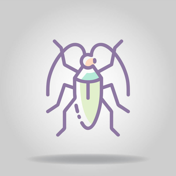 Logotipo ou símbolo do ícone do inseto com cor pastel ou styl liso - Vetor, Imagem