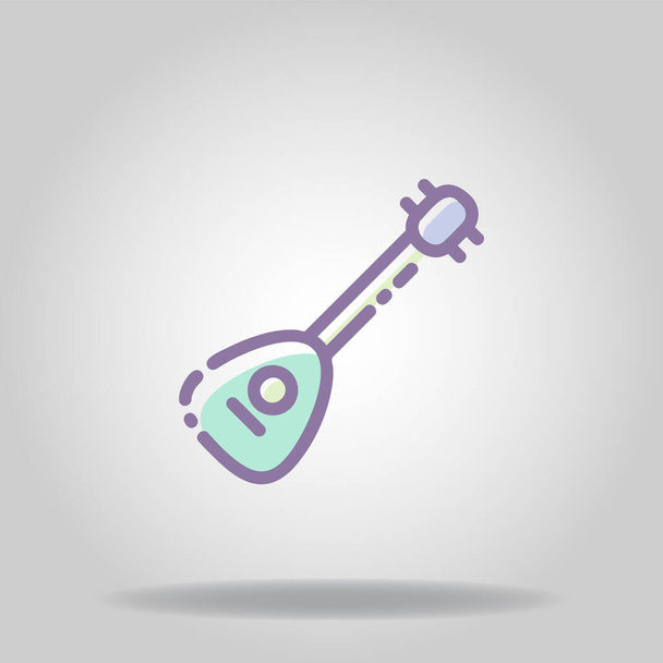 Logo lub symbol ikony mandoliny w pastelowym kolorze lub w płaskim stylu - Wektor, obraz