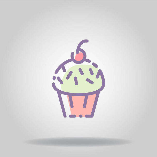 Logo oder Symbol des Cupcake-Symbols mit Pastellfarbe oder flachem Styling - Vektor, Bild