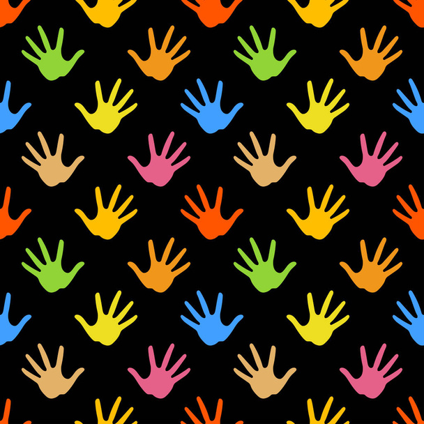seamless pattern with human hand prints, vector, illustration - Vector, Image