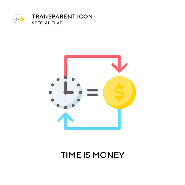 El tiempo es el icono del vector de dinero. Ilustración de estilo plano. EPS 10 vector. - Vector, imagen