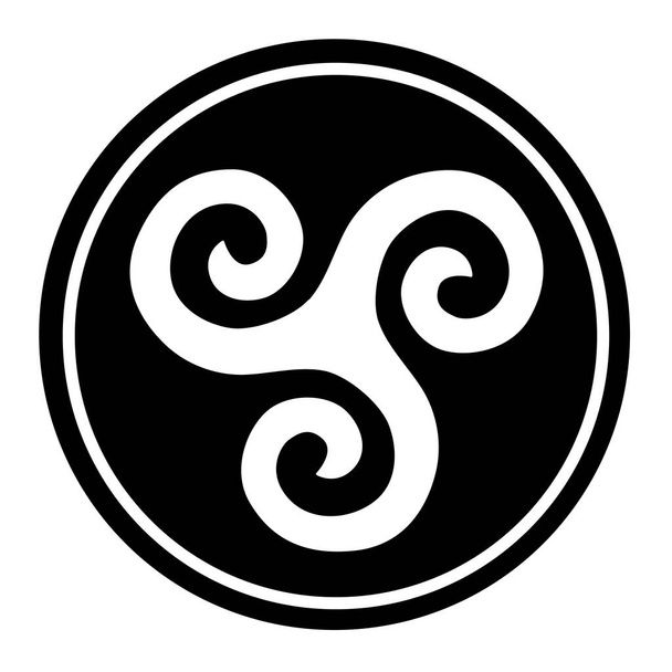 Triskelion símbolo icono en un círculo negro  - Foto, imagen