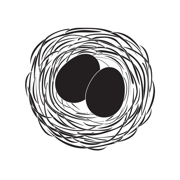 zwarte eieren in een nest - Vector, afbeelding