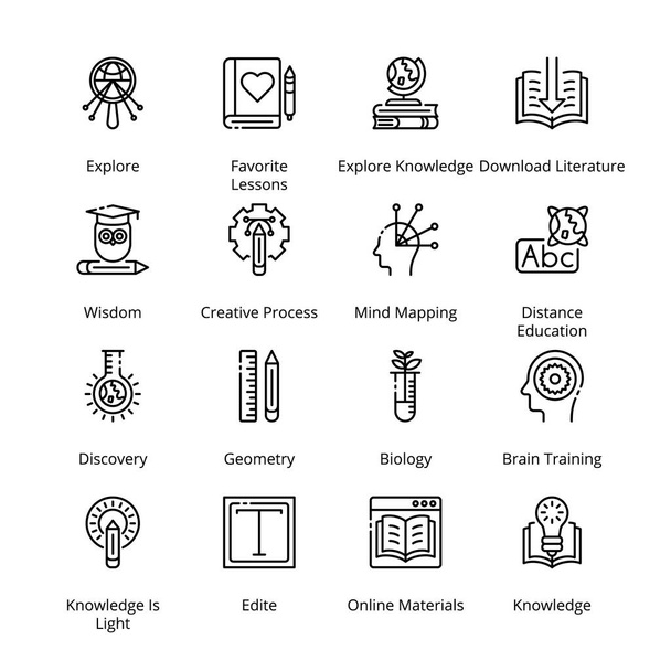 Icone del contorno educativo online - ictus, vettore - Vettoriali, immagini