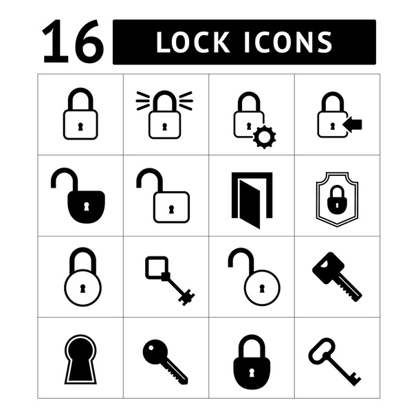 zestaw ikon zamki i klucze - Wektor, obraz