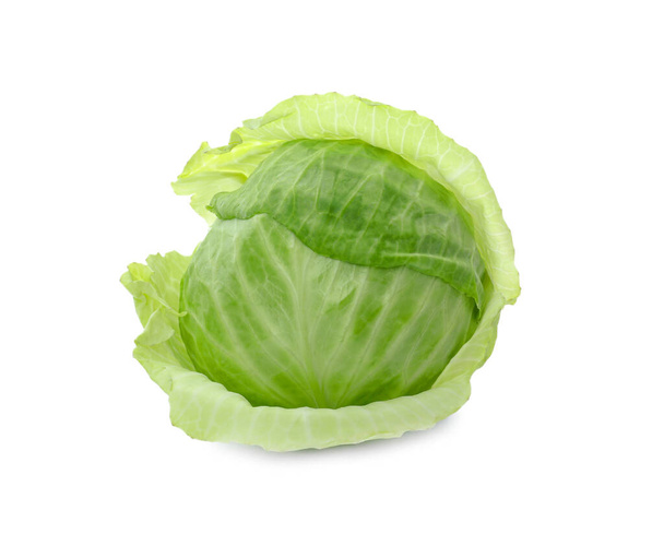 Whole fresh ripe cabbage isolated on white - Foto, afbeelding