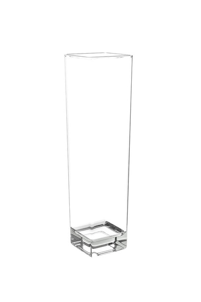 Квадратная стеклянная ваза изолирована на белом фоне - 3D рендеринг - Фото, изображение