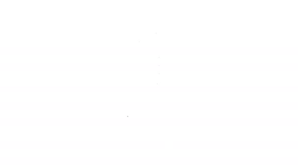 Musta viiva hirsipuu köysi silmukka roikkuu kuvaketta eristetty valkoisella taustalla. Köysi sidottu hirttosilmukkaan. Itsemurha, hirttäminen tai lynkkaus. 4K Video motion graafinen animaatio - Materiaali, video