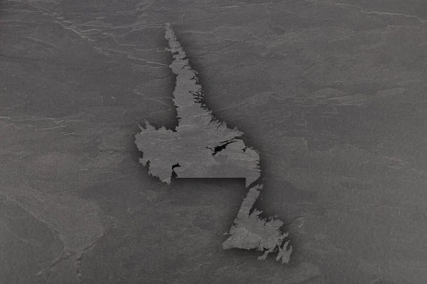 ダークスレート上のニューファンドランド・ラブラドール州の地図 - 写真・画像